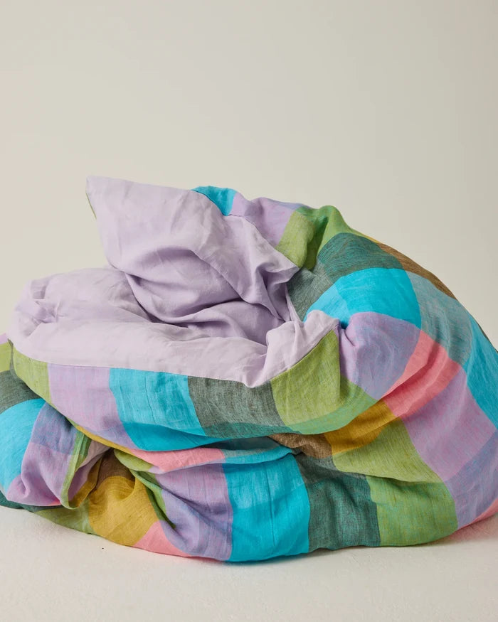 Sorbet Tartan Linen Quilt Cover