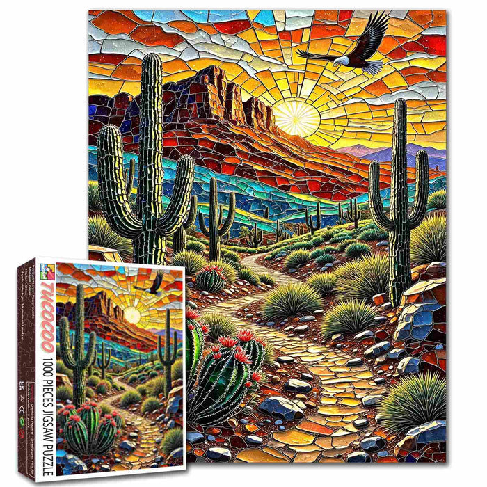 Southwest Desert Stained Glass Landscape Jigsaw Puzzle