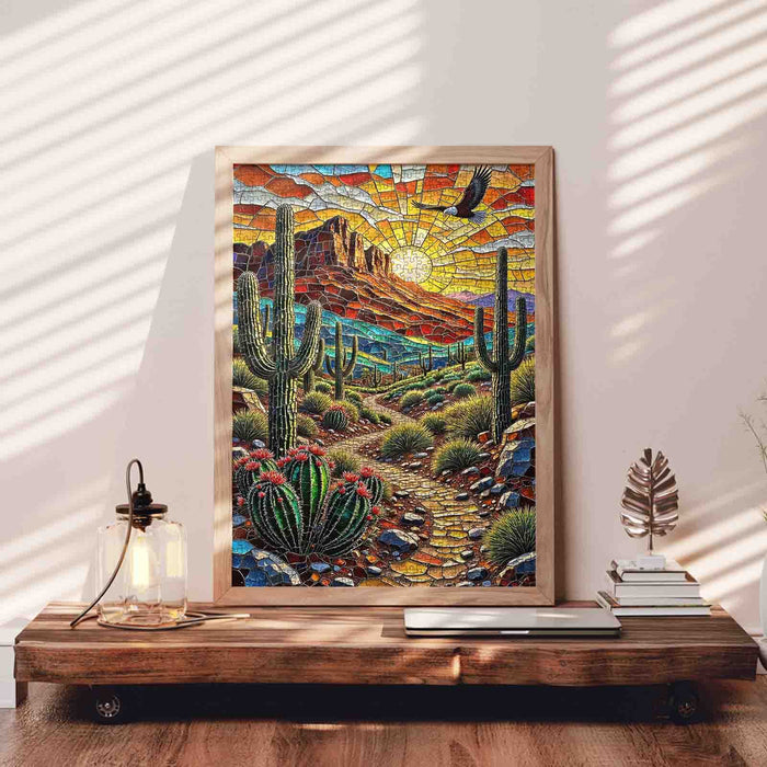 Southwest Desert Stained Glass Landscape Jigsaw Puzzle