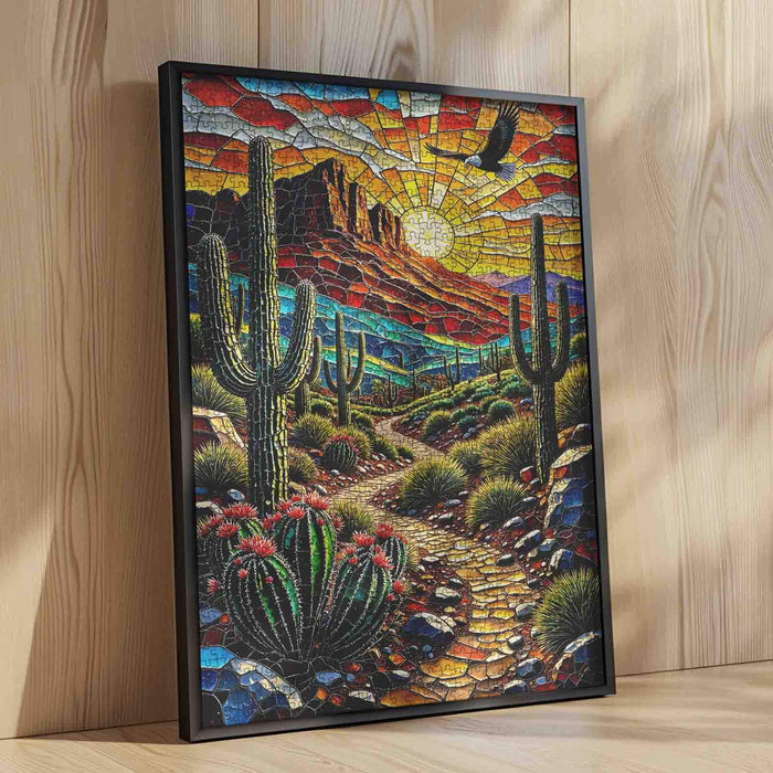 Southwest Desert Stained Glass Landscape Jigsaw Puzzle