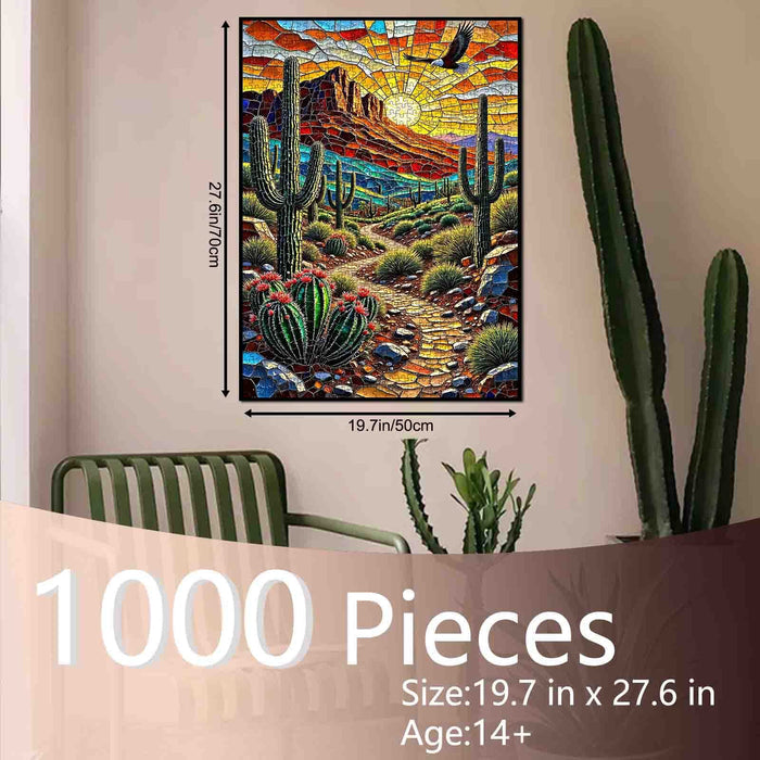 Southwest Desert Stained Glass Landscape Jigsaw Puzzle