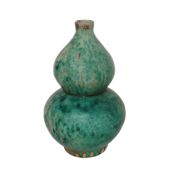 Speckled Green Gourd Vase