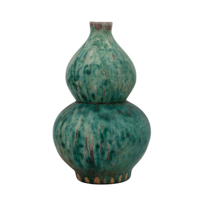 Speckled Green Gourd Vase
