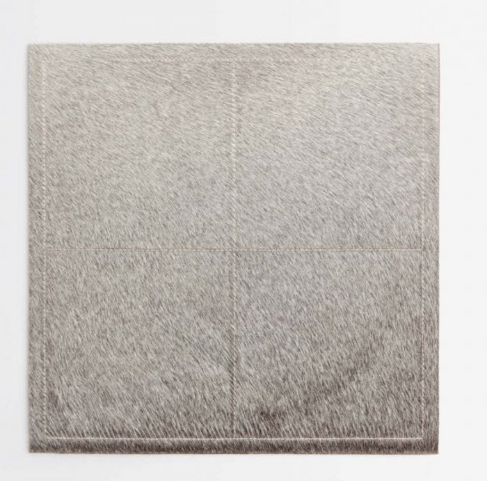 Square Hair-on-Hide Placemat, Grey