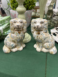 Staffordshire dog in chimney pattern with teal