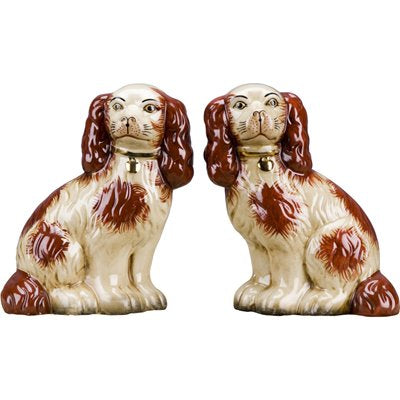 STAFFORDSHIRE DOGS- ORANGE-PAIR