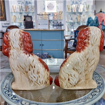STAFFORDSHIRE DOGS- ORANGE-PAIR