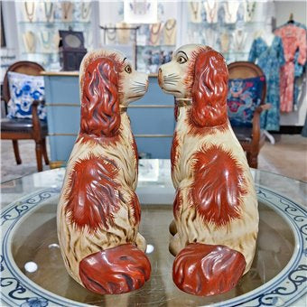 STAFFORDSHIRE DOGS- ORANGE-PAIR