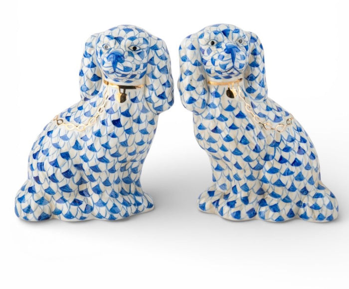 Staffordshire Dogs – Blue Fishnet