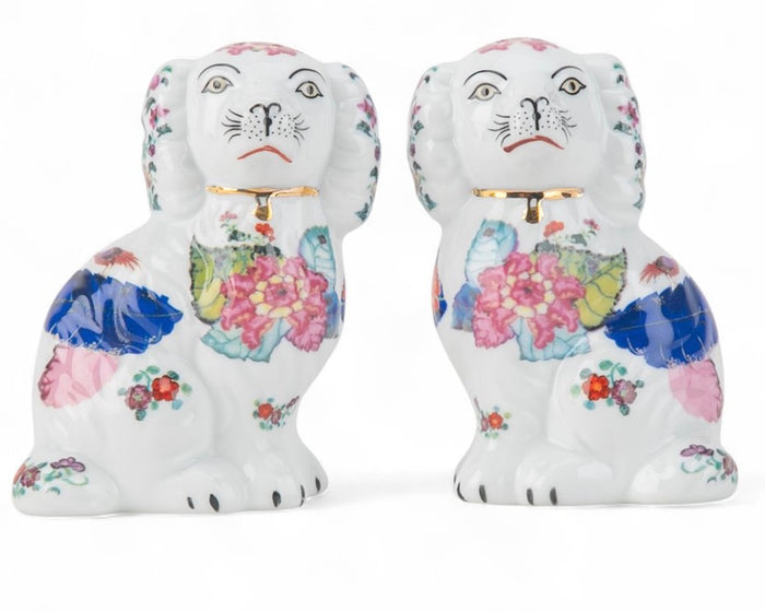 Staffordshire Salt And Pepper-Dog-Tobacco Leaf