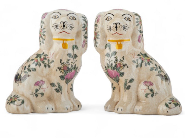 Staffordshire Small Dog Rose Medallion -Pair
