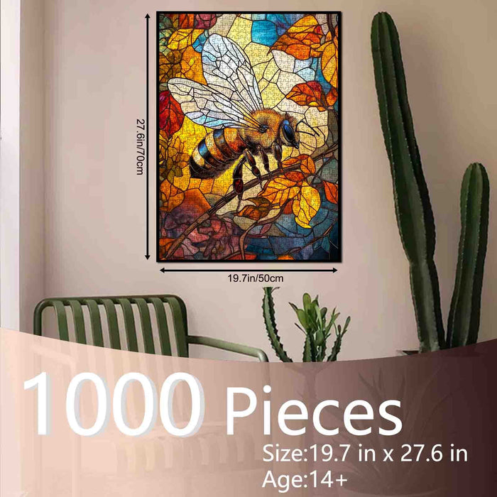 Stained Glass Bee Jigsaw Puzzle