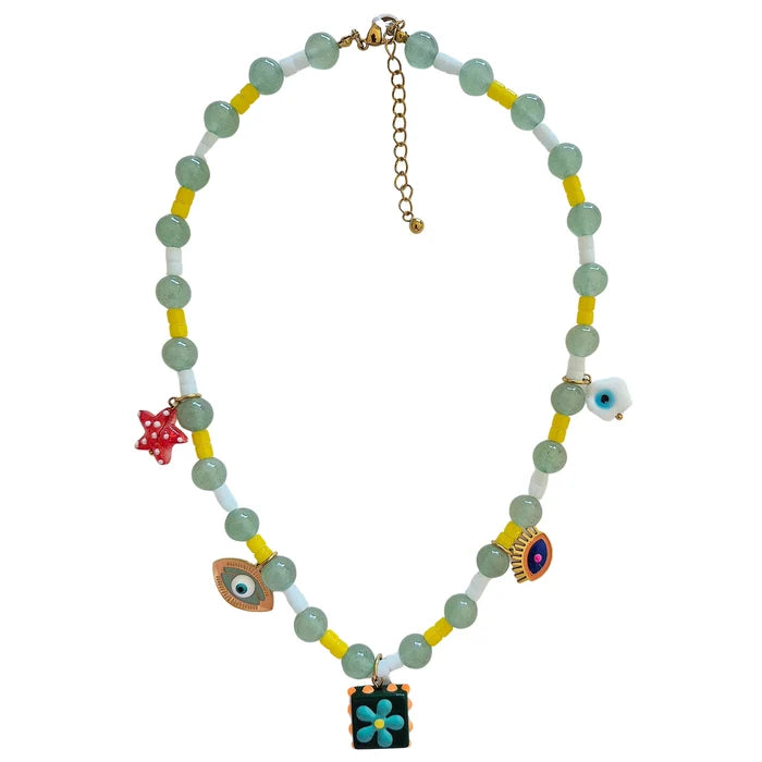 Starry Eyes Beaded Charm Necklace