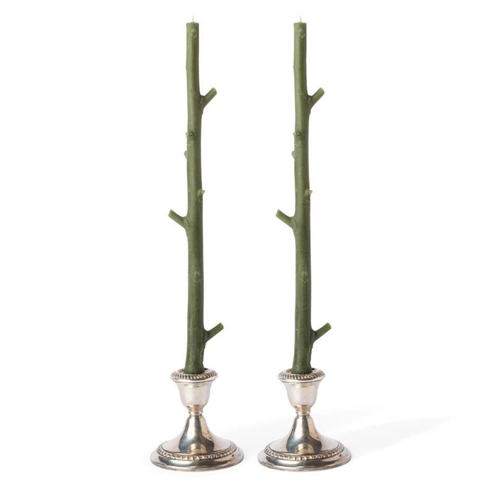 Stick Candles Maple / Pair: Forest Green