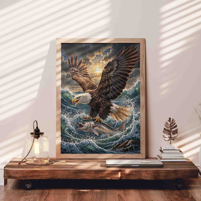 Storm Sea Eagle Catch Jigsaw Puzzle