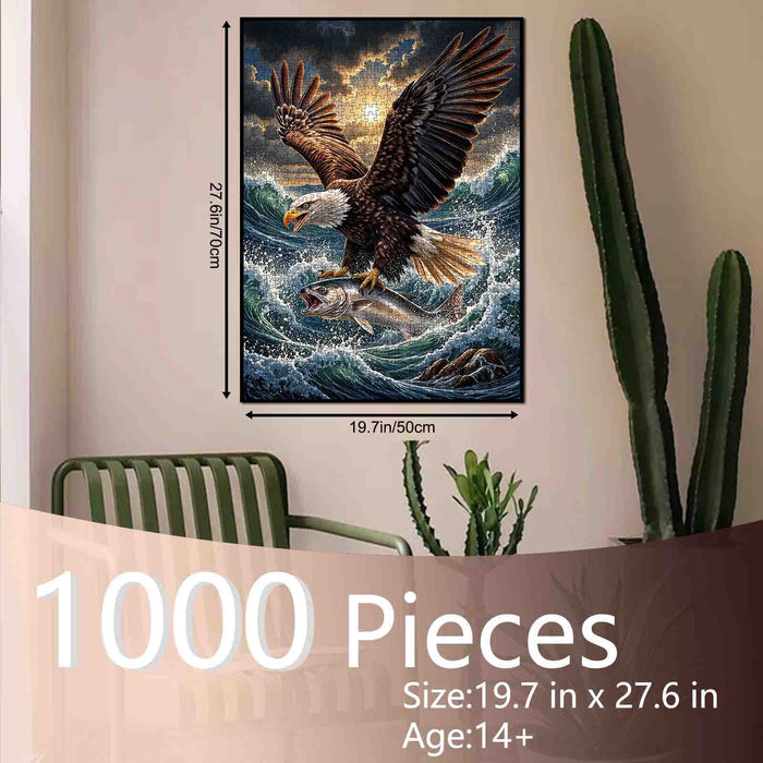 Storm Sea Eagle Catch Jigsaw Puzzle