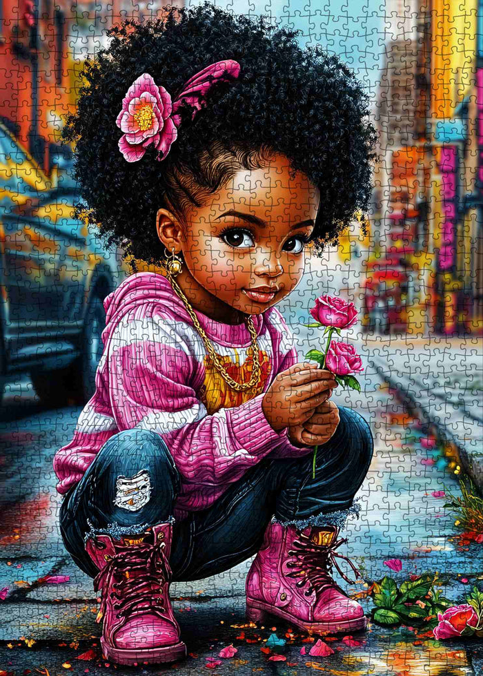 Street Style Flower Girl Jigsaw Puzzle