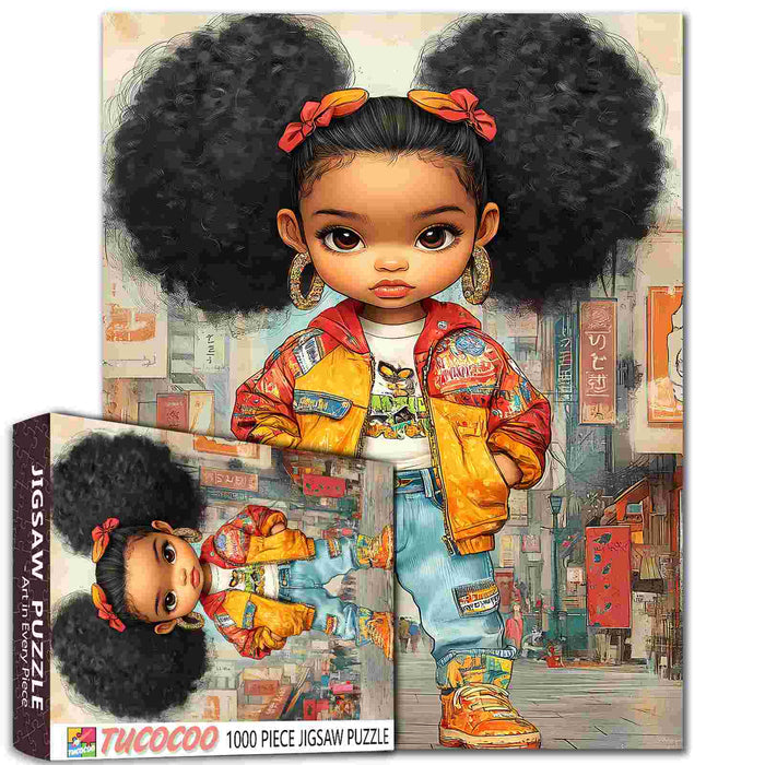 Stylish Girl in Street Fashion Jigsaw Puzzle - Tucocoo