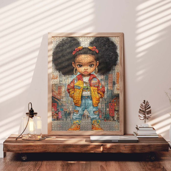 Stylish Girl in Street Fashion Jigsaw Puzzle - Tucocoo