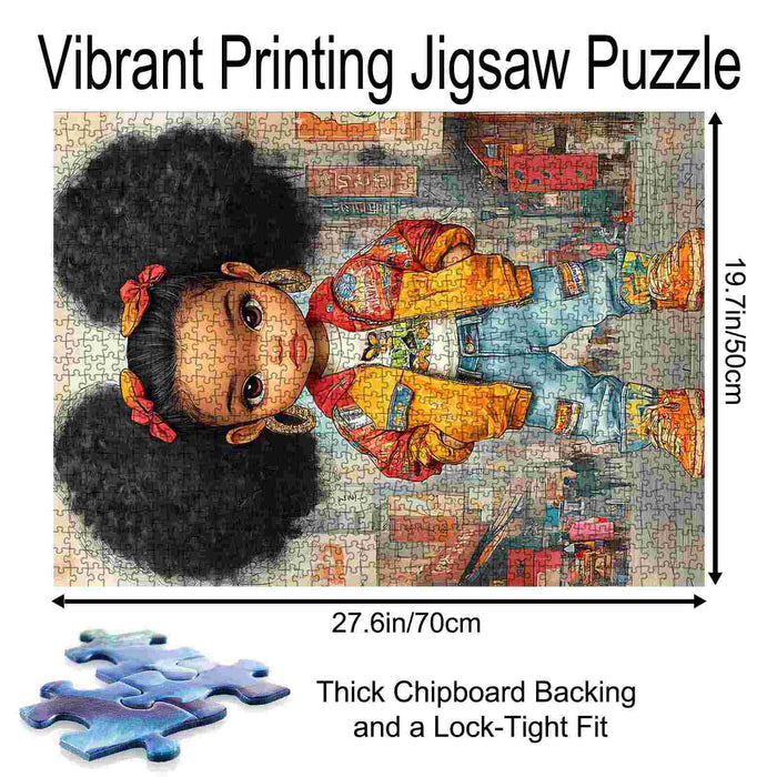 Stylish Girl in Street Fashion Jigsaw Puzzle - Tucocoo