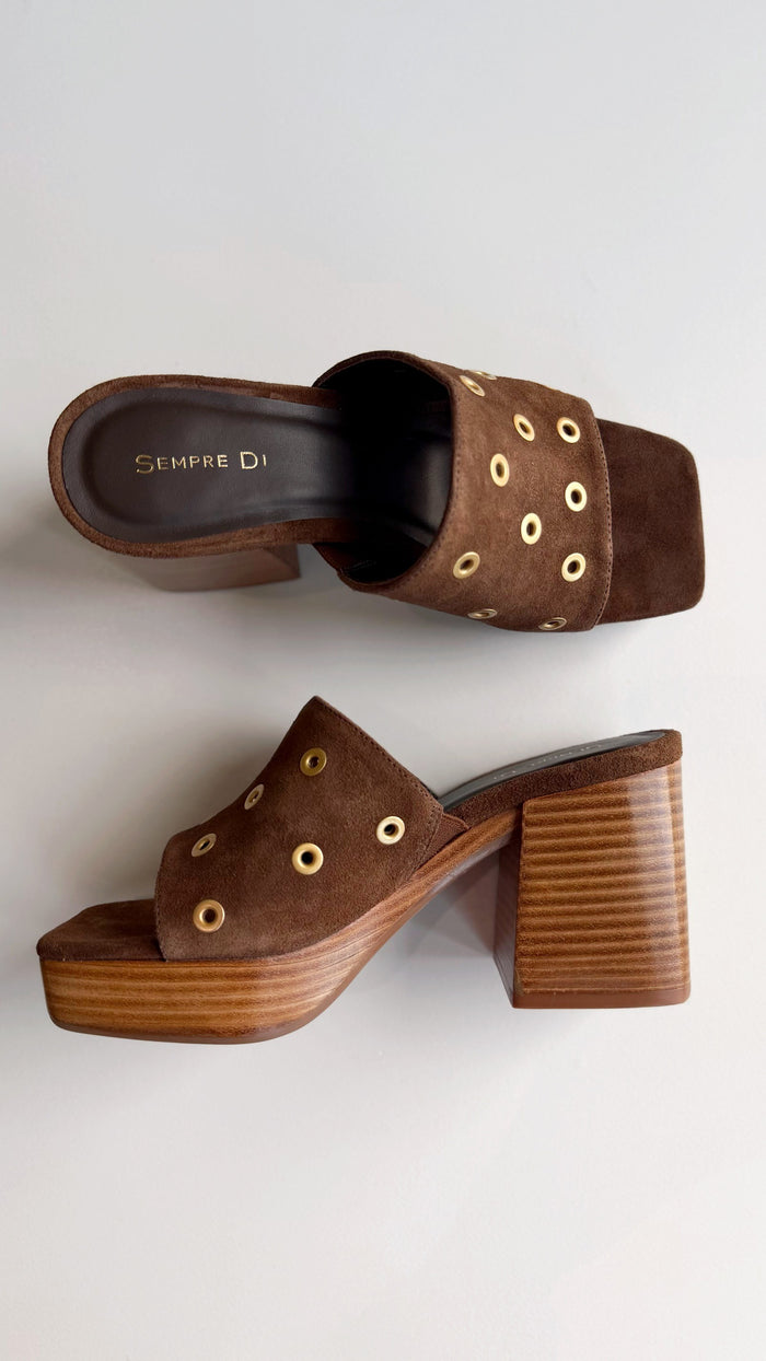 Suede Platform Heel - Mocha