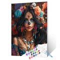 Sugar Skull Beauty with Roses Paint by Numbers