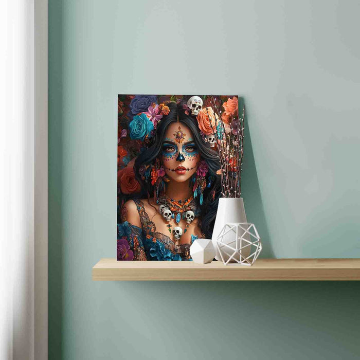 Sugar Skull Beauty with Roses Paint by Numbers
