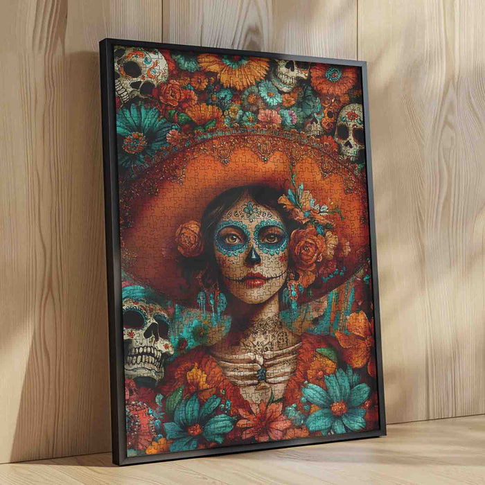 Sugar Skull Lady in Marigold Garden Jigsaw Puzzle