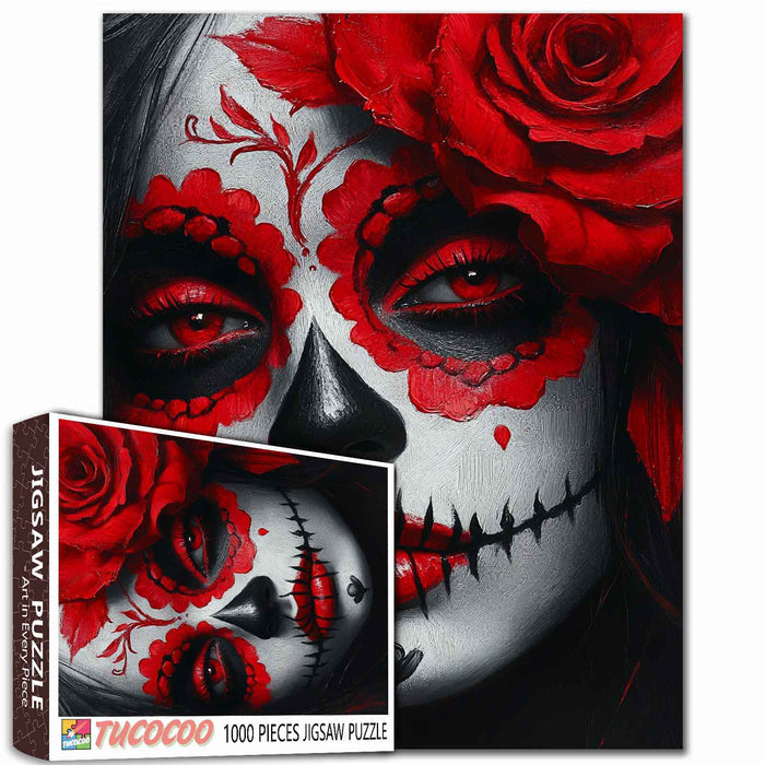 Sugar Skull Red Rose Beauty Jigsaw Puzzle