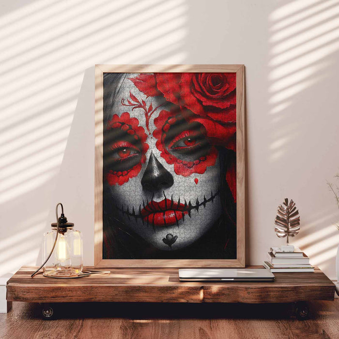 Sugar Skull Red Rose Beauty Jigsaw Puzzle