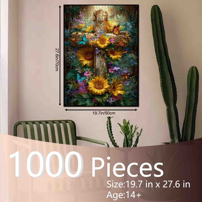 Sunflower Butterfly Woodland Cross Jigsaw Puzzle