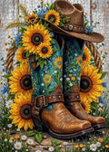Sunflower Cowgirl Boots Jigsaw Puzzle