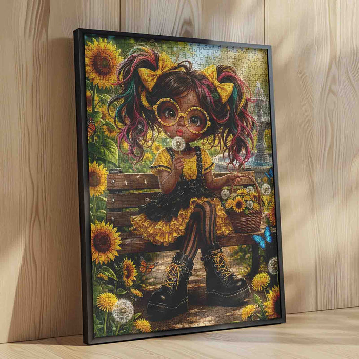 Sunflower Girl Garden Day Jigsaw Puzzle
