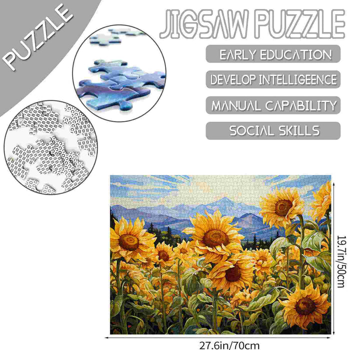 Sunflowers and Mountains Jigsaw Puzzles