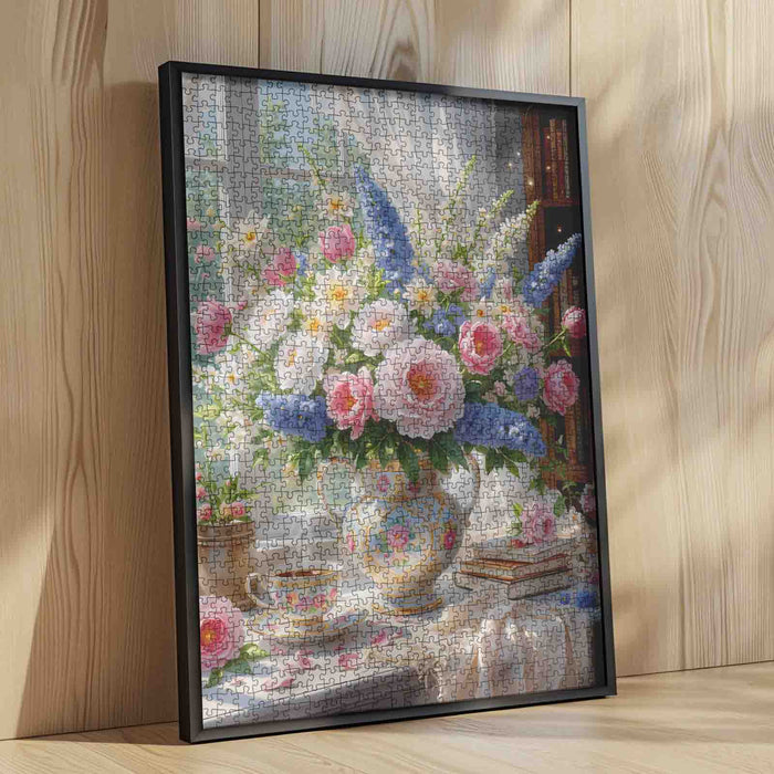Sunlit Floral Teacup Arrangement Jigsaw Puzzle