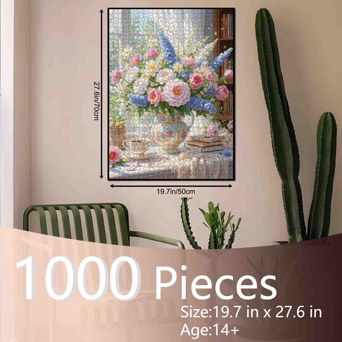 Sunlit Floral Teacup Arrangement Jigsaw Puzzle