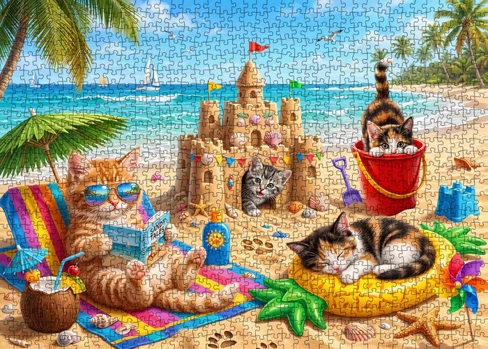 Sunny Beach Kitten Paradise Jigsaw Puzzle