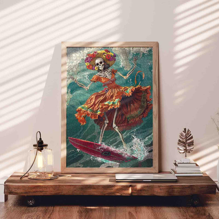 Surfing Fiesta Skeleton Jigsaw Puzzle