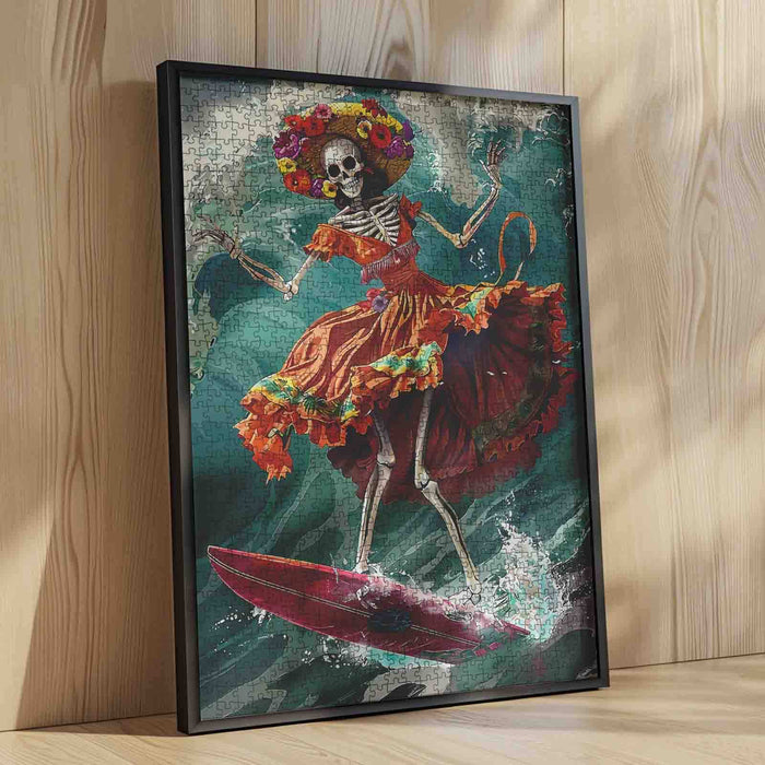 Surfing Fiesta Skeleton Jigsaw Puzzle