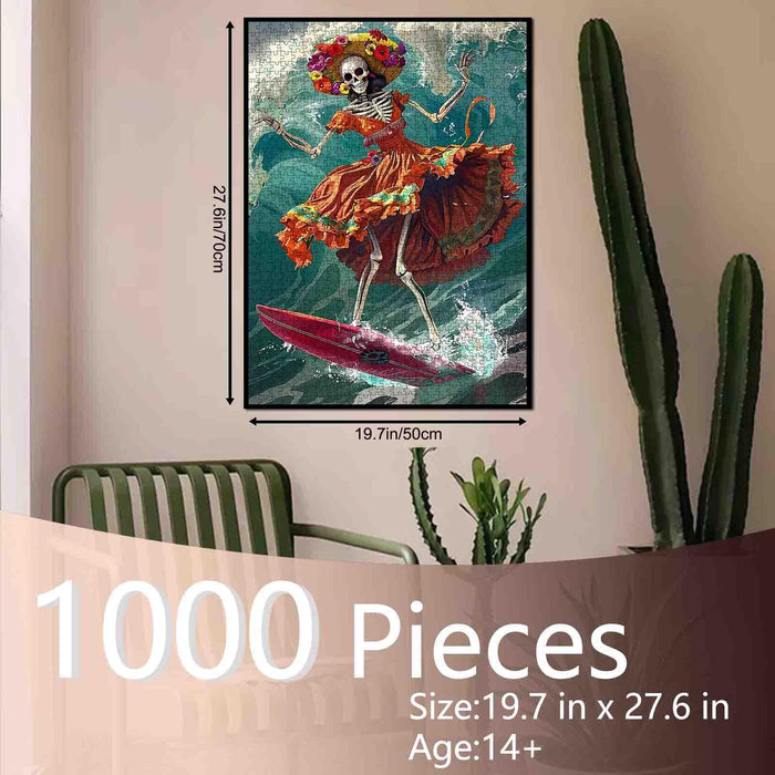 Surfing Fiesta Skeleton Jigsaw Puzzle