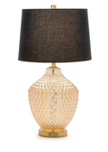 TABLE LAMP 28.5”H METAL/GLASS/LINEN MAX 60W