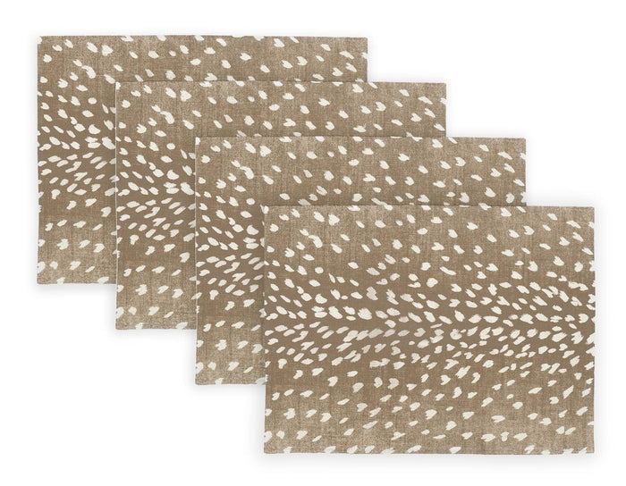 Tan Antelope Linen Placemats: Rectangular- Set of 4