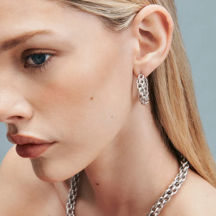 Tangled Chain Earrings - Silver