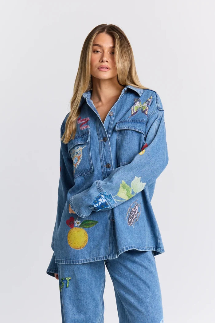 Tattoo Denim Shacket