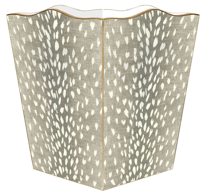 Taupe Antelope Wastepaper Basket: Scalloped Top