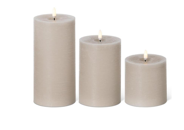 Taupe on/off touch LED pillar candle w/ timer