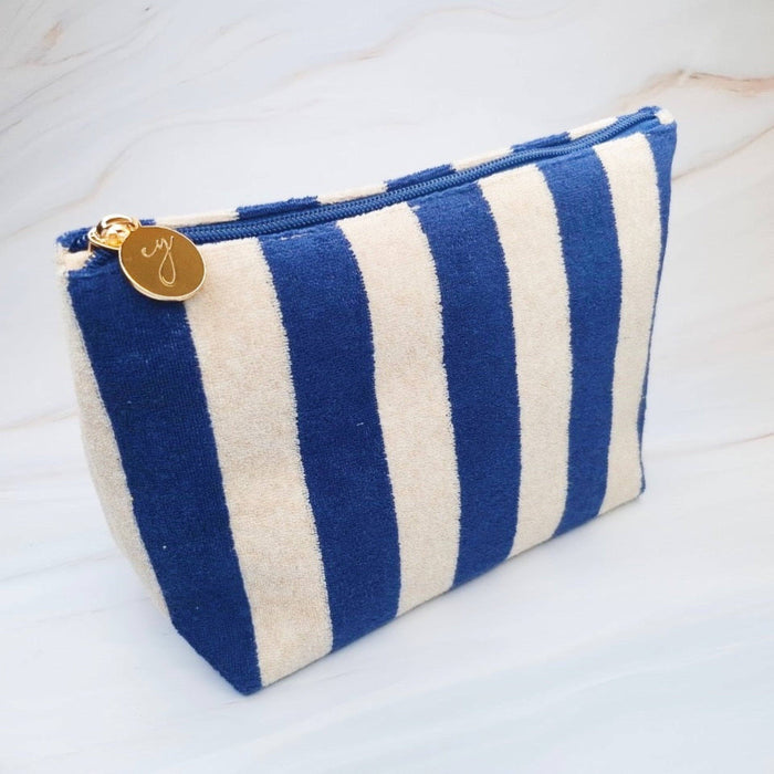 Terry Striped Everything Pouch Cosmetic Case: Nantucket Navy