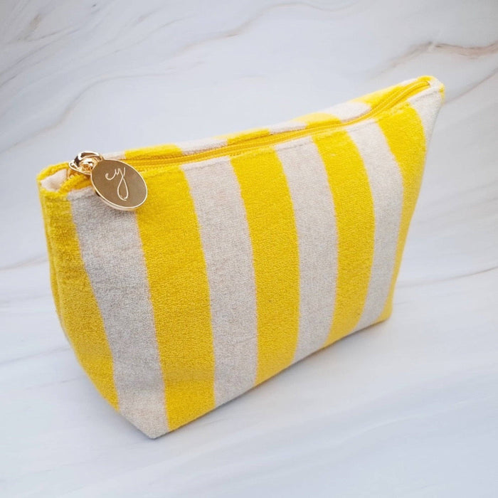 Terry Striped Everything Pouch Cosmetic Case: Sunny Yellow