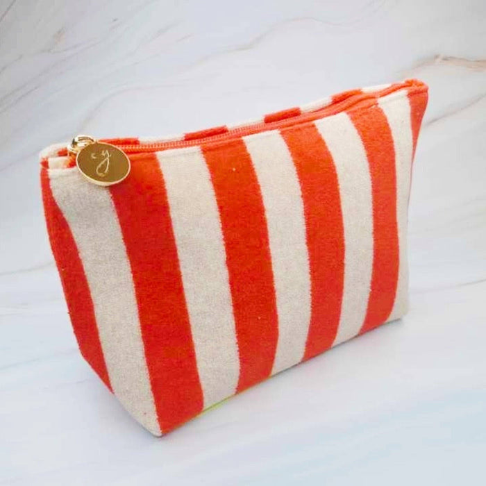 Terry Striped Everything Pouch Cosmetic Case: Sunny Yellow