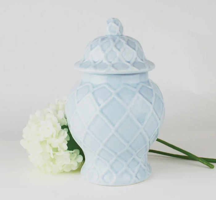 Textured Ginger Jar Light Blue
